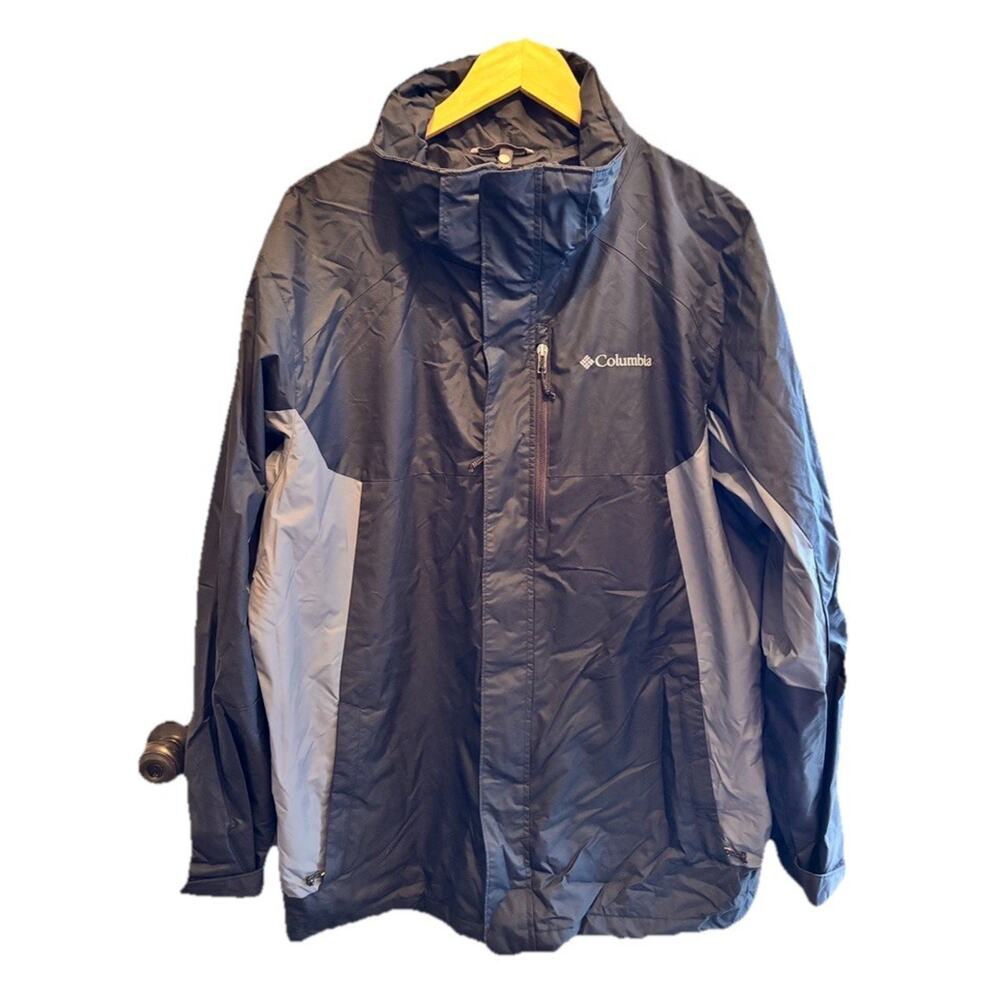 Columbia Black Interchange Hooded Full-Zip Windbreaker Rain Jacket Size Large
